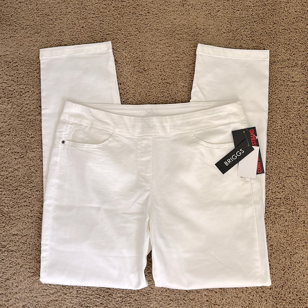 BRIGGS Women’s White Comfort Waistband Pants Size Large NWT
